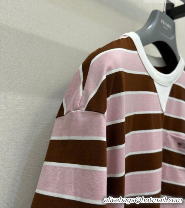 Trendy Design Prada Striped Cotton T-Shirt PR032544 Pink 2026