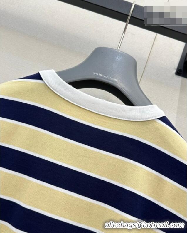 High Quality Prada Striped Cotton T-Shirt PR032544 Yellow 2026