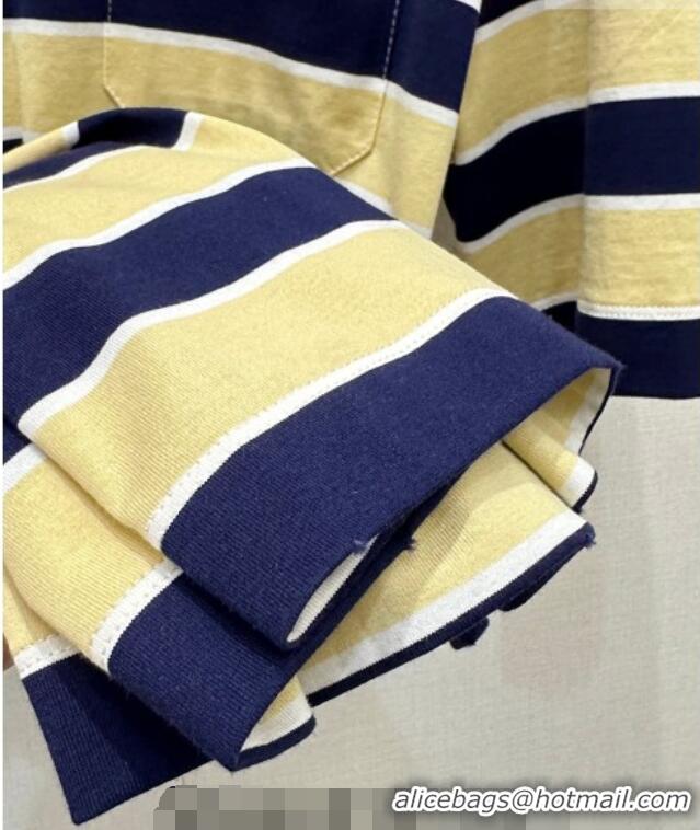 High Quality Prada Striped Cotton T-Shirt PR032544 Yellow 2026