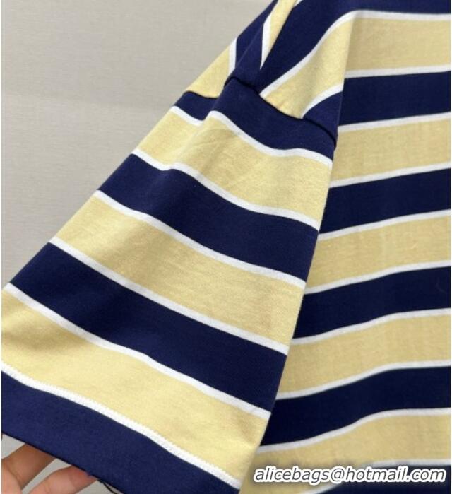 High Quality Prada Striped Cotton T-Shirt PR032544 Yellow 2026