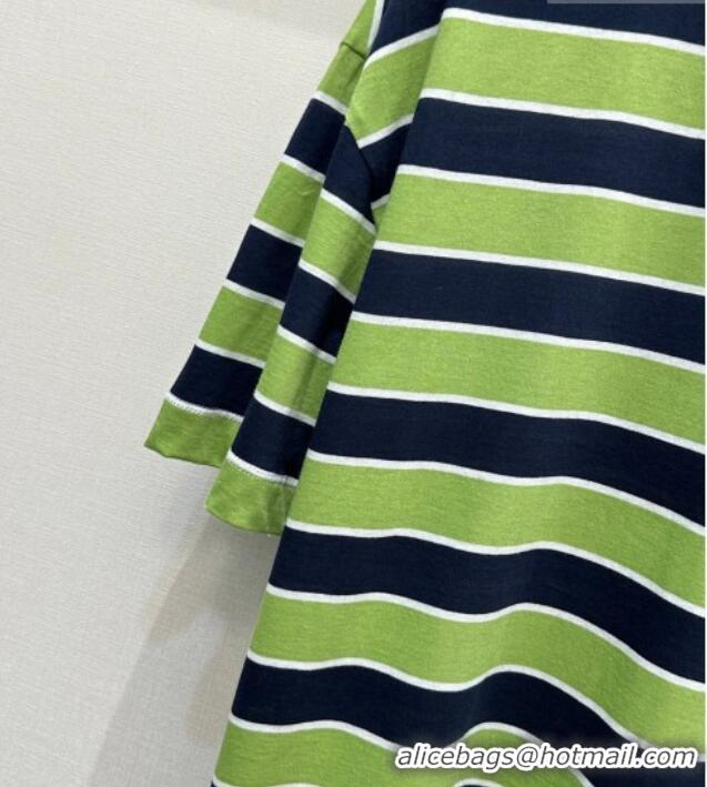 Reasonable Price Prada Striped Cotton T-Shirt PR032544 Green 2026