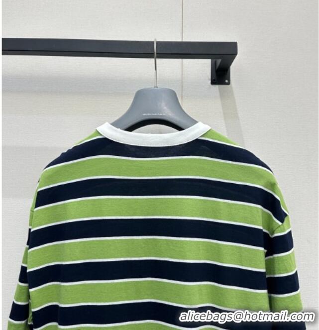 Reasonable Price Prada Striped Cotton T-Shirt PR032544 Green 2026