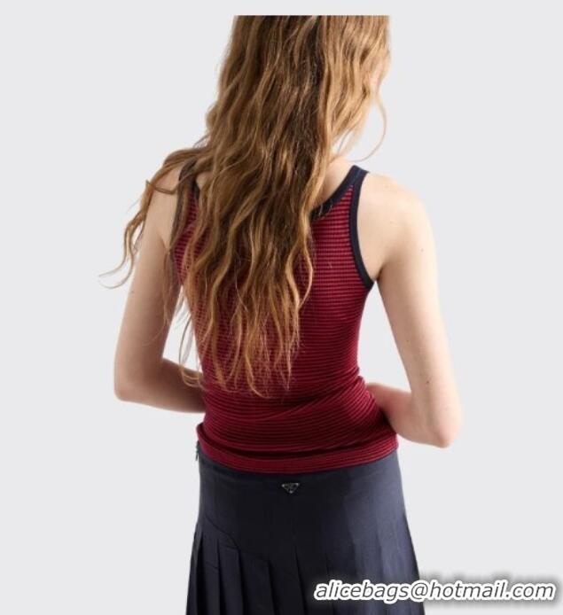 Buy Discount Prada Knit Stripe Vest P041108 Red/Black 2026