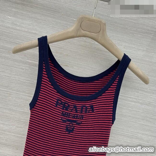 Buy Discount Prada Knit Stripe Vest P041108 Red/Black 2026