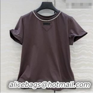 Good Product Prada Cotton T-shirt P041119 Brown 2026