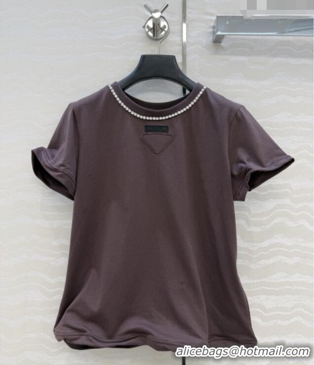Good Product Prada Cotton T-shirt P041119 Brown 2026