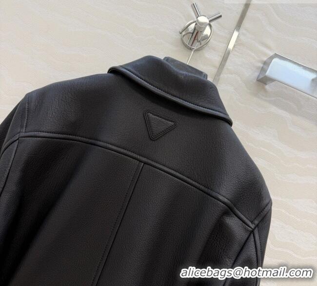 Top Grade Prada Leather Jacket P041121 Black 2026