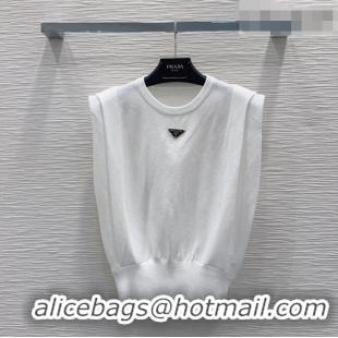 New Release Creation Prada Knit Vest PR042203 White 2026