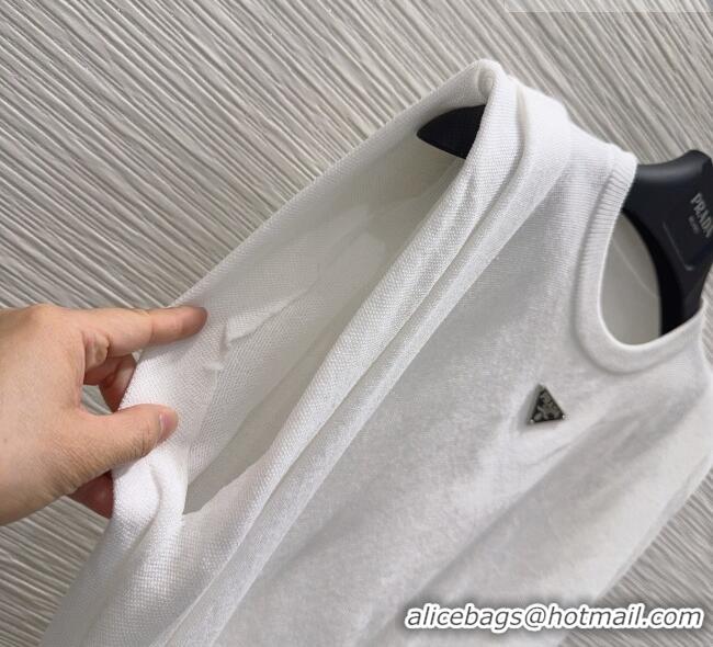 New Release Creation Prada Knit Vest PR042203 White 2026