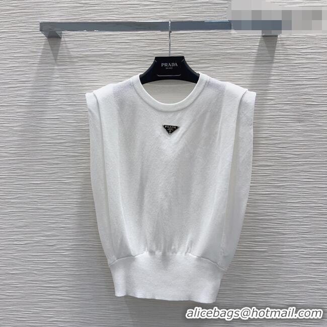 New Release Creation Prada Knit Vest PR042203 White 2026