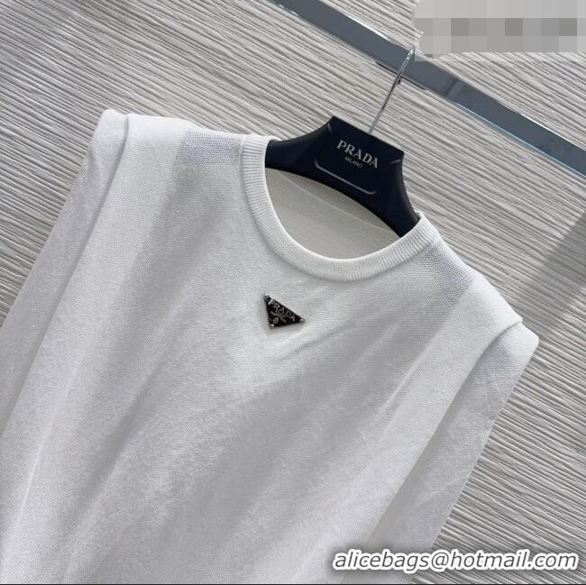 New Release Creation Prada Knit Vest PR042203 White 2026