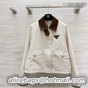 Original Cheap Prada Jacket PR042218 White/Brown 2026