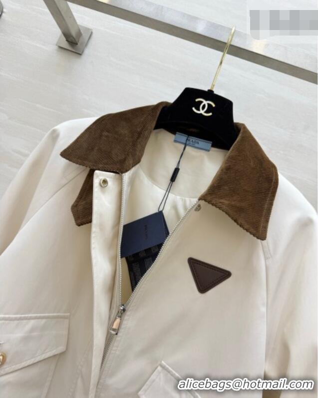 Original Cheap Prada Jacket PR042218 White/Brown 2026