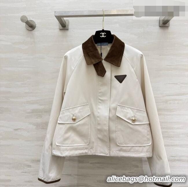 Original Cheap Prada Jacket PR042218 White/Brown 2026