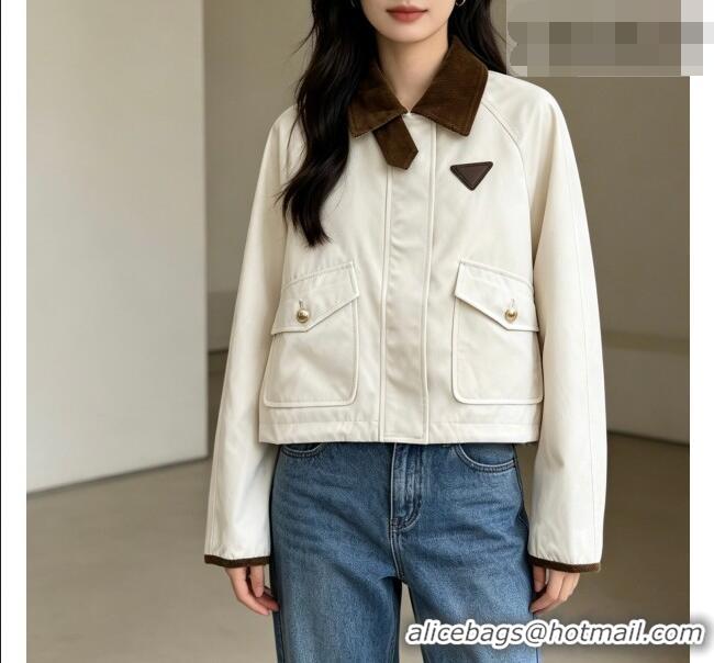 Original Cheap Prada Jacket PR042218 White/Brown 2026
