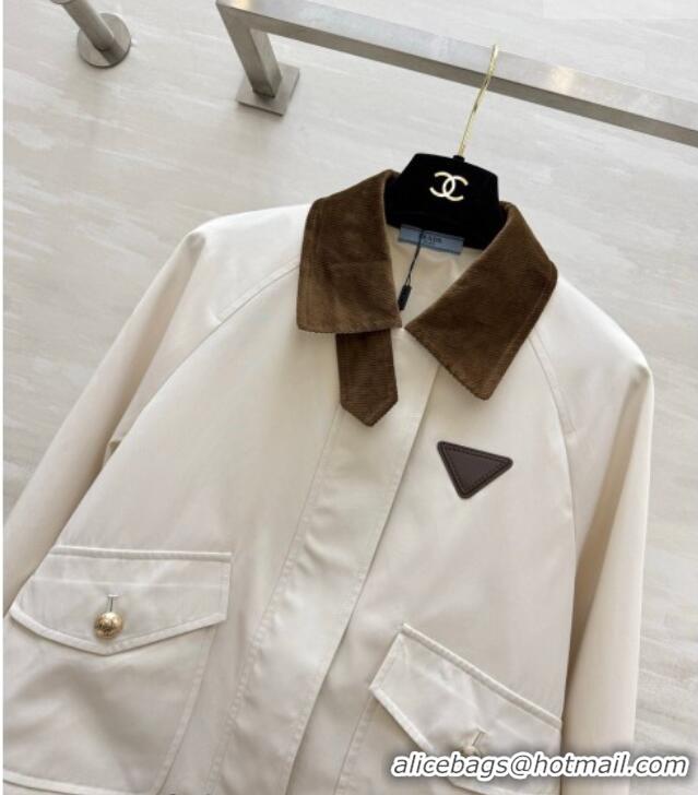 Original Cheap Prada Jacket PR042218 White/Brown 2026