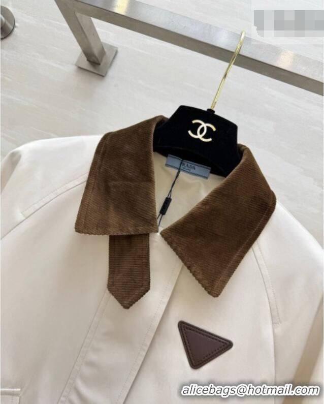 Original Cheap Prada Jacket PR042218 White/Brown 2026