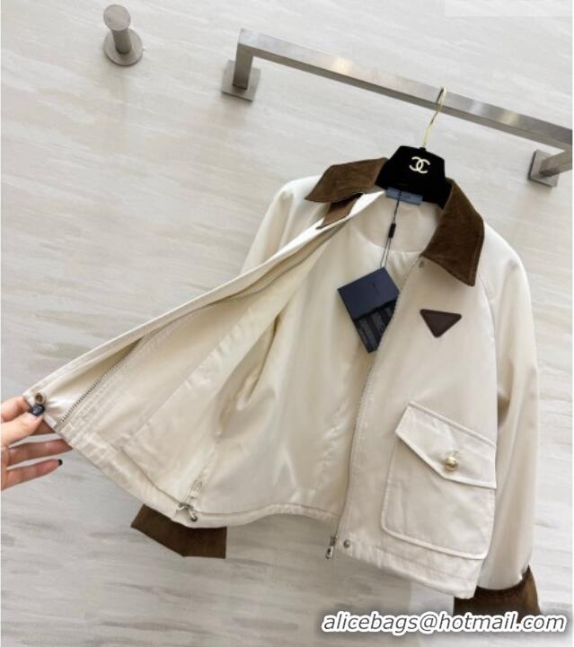 Original Cheap Prada Jacket PR042218 White/Brown 2026