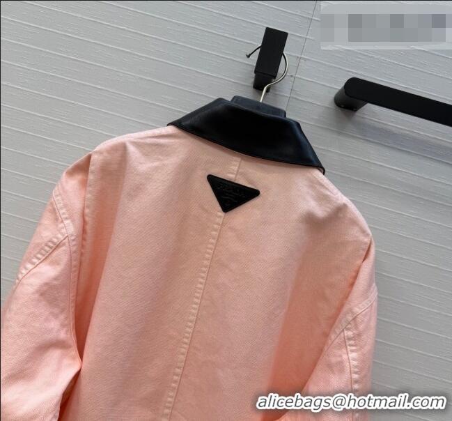 Free Promotional Prada Cotton Long Jacket PR042219 Light Pink/Black 2026