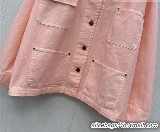Free Promotional Prada Cotton Long Jacket PR042219 Light Pink/Black 2026