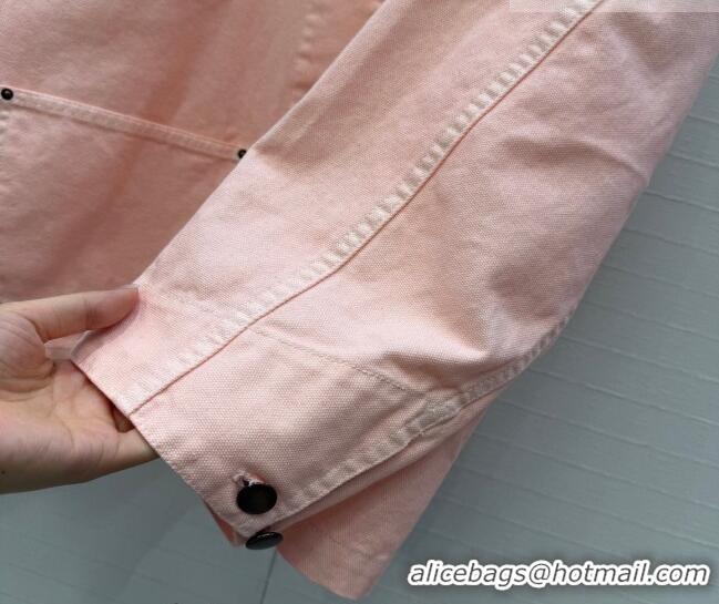 Free Promotional Prada Cotton Long Jacket PR042219 Light Pink/Black 2026