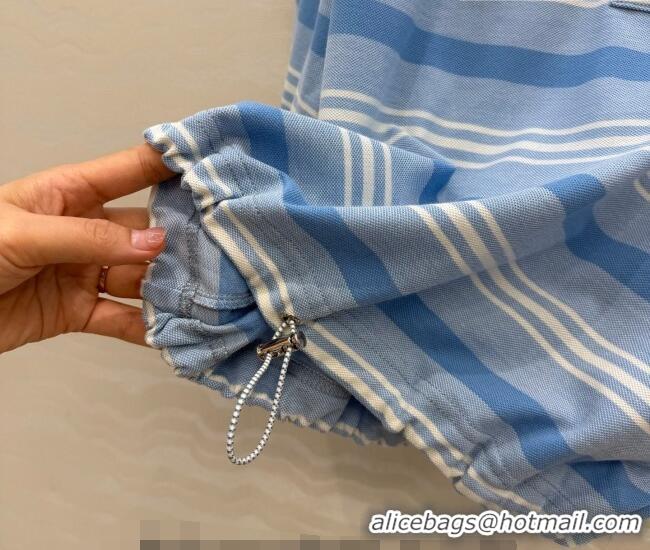 Best Price Prada Cotton Striped Polo Shirt PR042220 Blue 2026