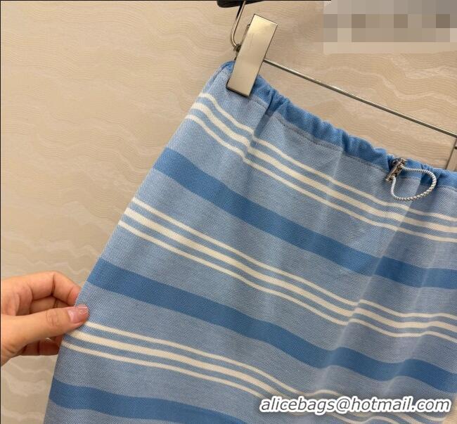 Good Looking Prada Cotton Striped Polo Skirt PR042220 Blue 2026