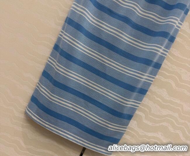 Good Looking Prada Cotton Striped Polo Skirt PR042220 Blue 2026