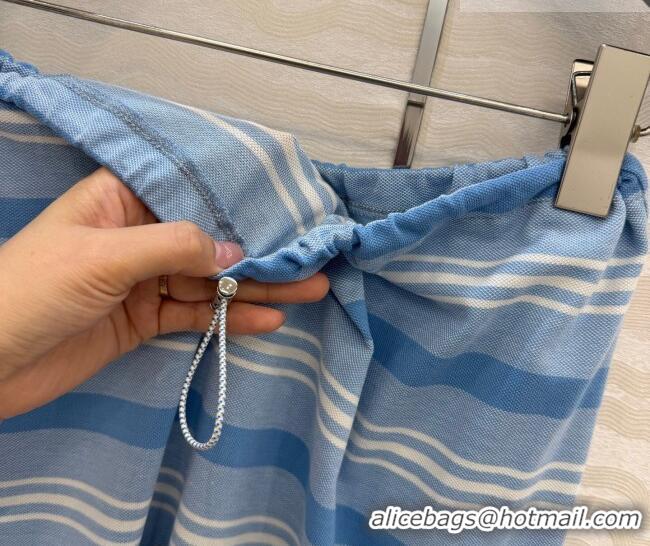 Good Looking Prada Cotton Striped Polo Skirt PR042220 Blue 2026