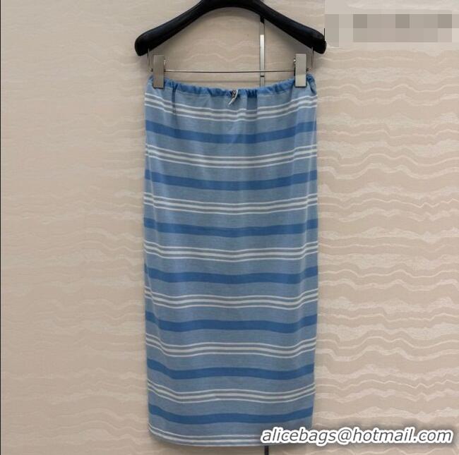 Good Looking Prada Cotton Striped Polo Skirt PR042220 Blue 2026
