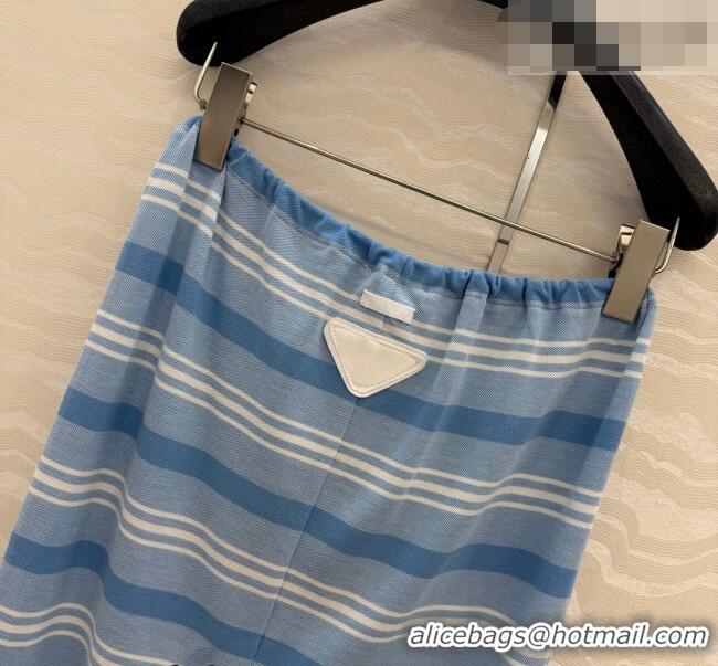 Good Looking Prada Cotton Striped Polo Skirt PR042220 Blue 2026