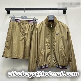 Top Grade Prada Nylon Jacket and Shorts Set PR042304 Brown 2026