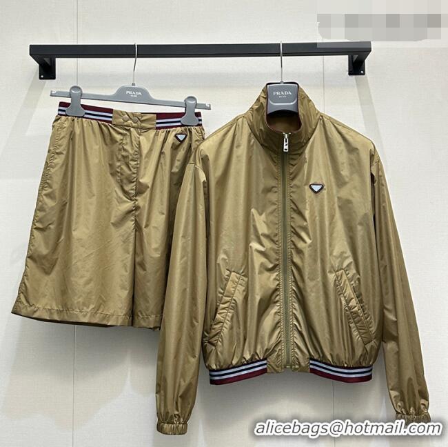 Top Grade Prada Nylon Jacket and Shorts Set PR042304 Brown 2026