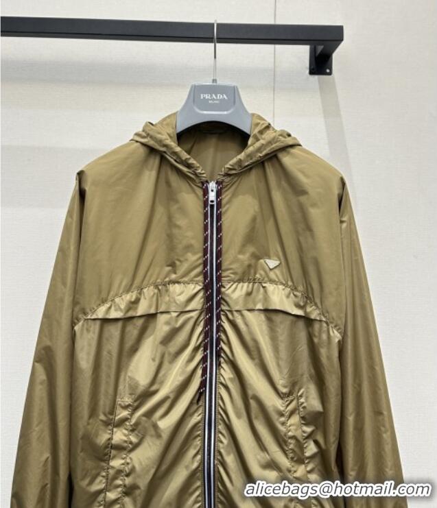 Market Sells Discount Prada Long Nylon Jacket PR042304 Brown 2026