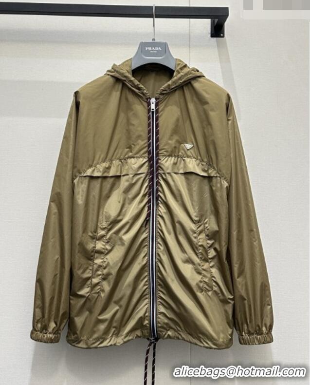 Market Sells Discount Prada Long Nylon Jacket PR042304 Brown 2026
