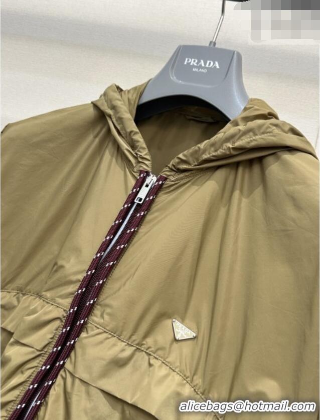 Market Sells Discount Prada Long Nylon Jacket PR042304 Brown 2026