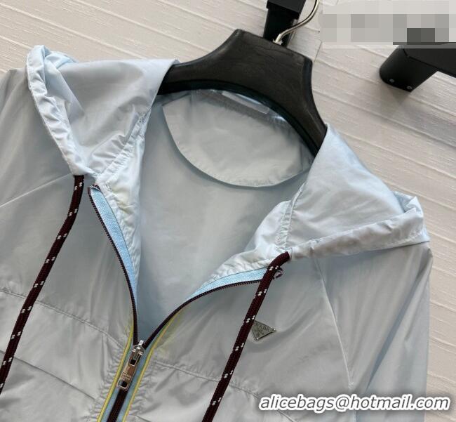 Luxury Cheap Prada Nylon Short Jacket PR042306 Blue 2026