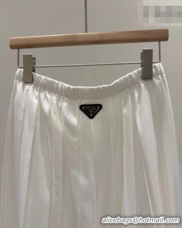 Famous Brand Prada Pleated Skirt PR042307 White 2026