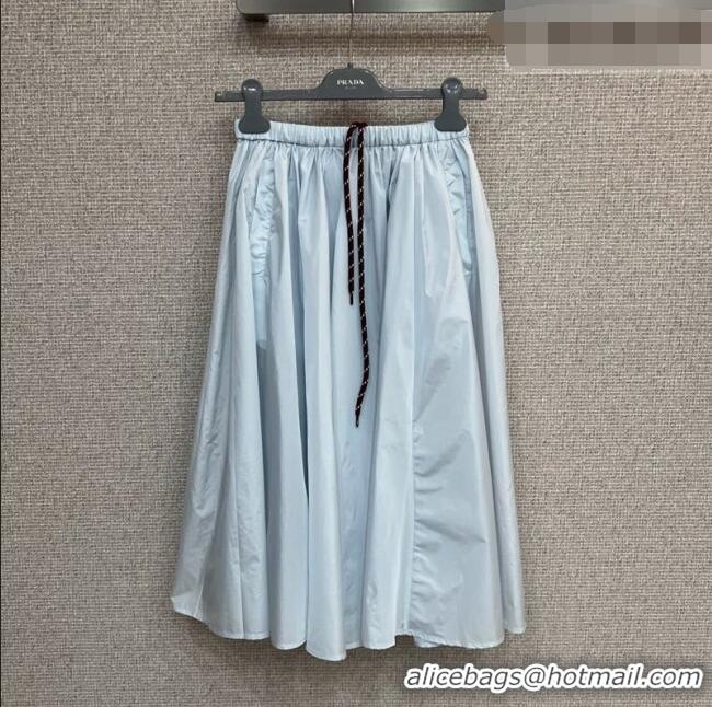Sophisticated Cheap Prada Cotton Skirt PR042309 Light Blue 2026