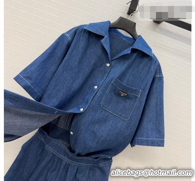 Shop Discount Prada Denim Jumpsuit PR042330 Blue 2026