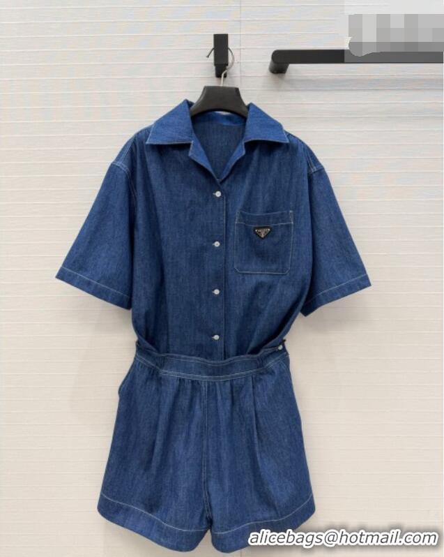 Shop Discount Prada Denim Jumpsuit PR042330 Blue 2026