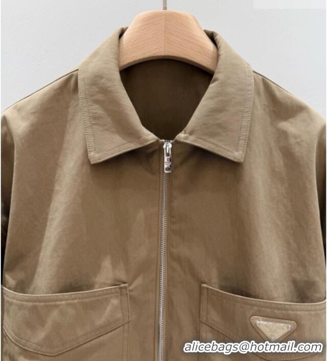 Original Discount Prada Cotton Jacket P081241 Khaki 2026