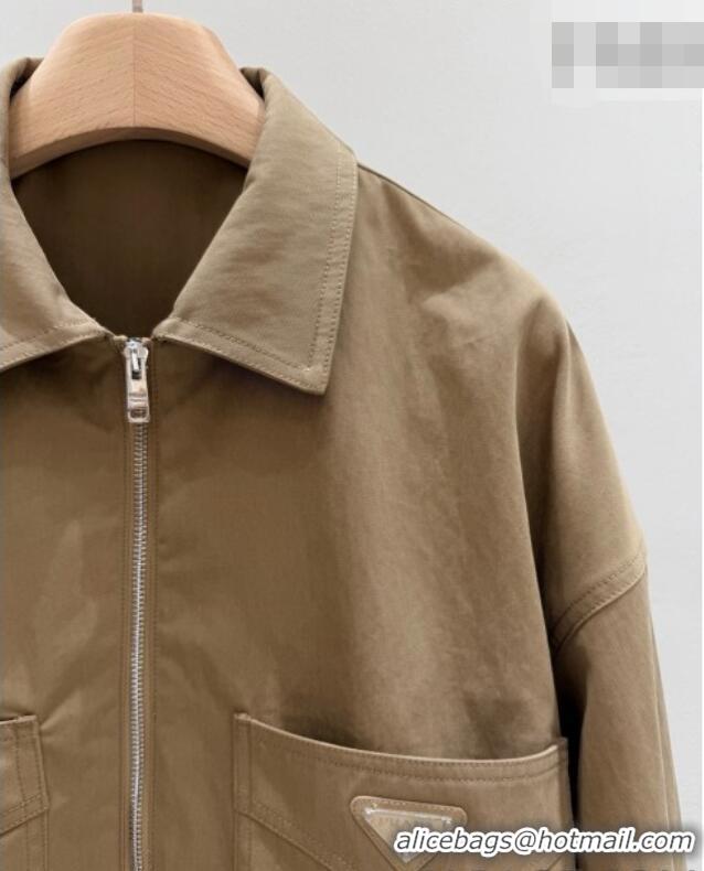 Original Discount Prada Cotton Jacket P081241 Khaki 2026