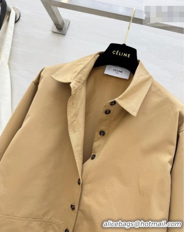 Luxury Discount Celine Shirt Dress CE032543 Khaki 2026