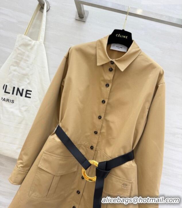 Luxury Discount Celine Shirt Dress CE032543 Khaki 2026
