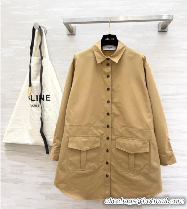 Luxury Discount Celine Shirt Dress CE032543 Khaki 2026
