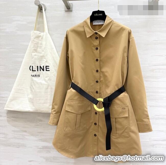 Luxury Discount Celine Shirt Dress CE032543 Khaki 2026