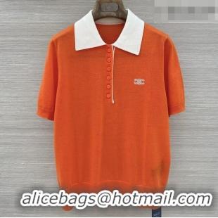 Low Cost Celine Wool Short-sleeved Sweater C42118 Orange 2026