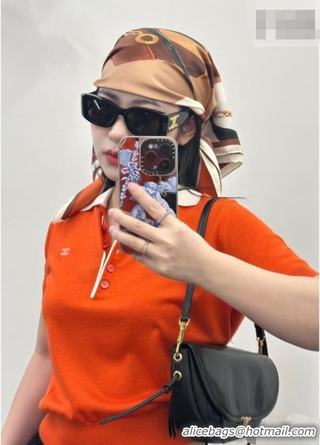 Low Cost Celine Wool Short-sleeved Sweater C42118 Orange 2026