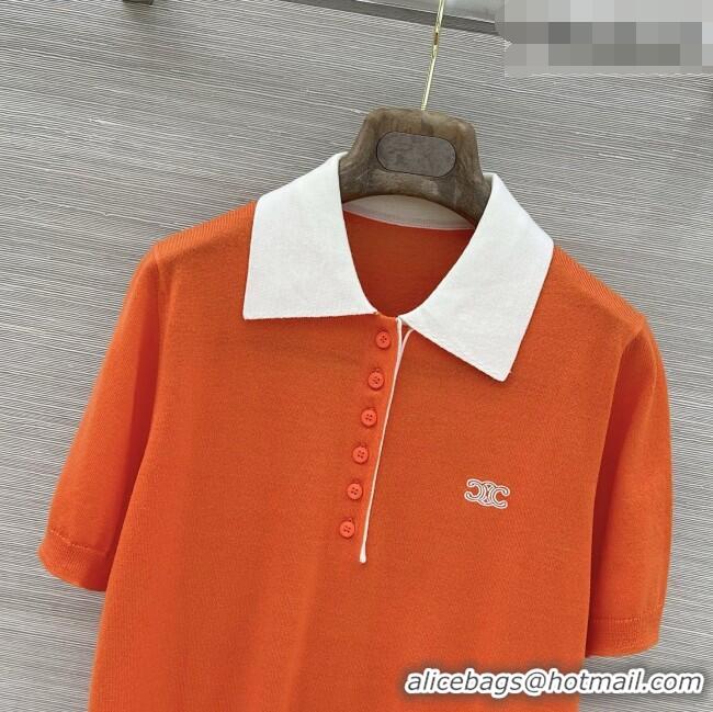 Low Cost Celine Wool Short-sleeved Sweater C42118 Orange 2026